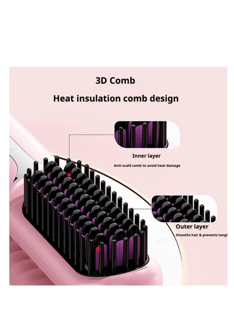 ARGT فرشاة فرد الشعر المحمولة بدون سلك، مشط فرد مصغر للسفر، قابلة للشحن عبر USB، مشط ساخن أيوني سالب للرجال والنساء، أداة تصفيف شعر خفيفة وآمنة - Image 5