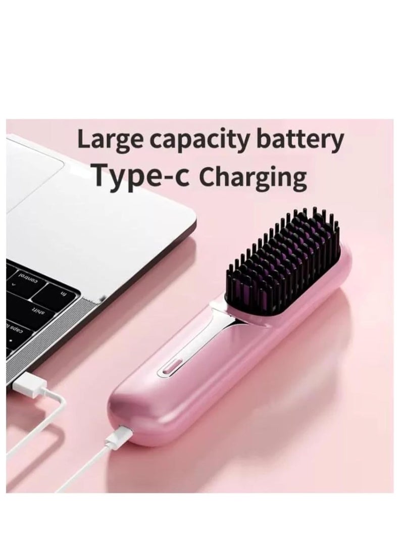 ARGT فرشاة فرد الشعر المحمولة بدون سلك، مشط فرد مصغر للسفر، قابلة للشحن عبر USB، مشط ساخن أيوني سالب للرجال والنساء، أداة تصفيف شعر خفيفة وآمنة - Image 4