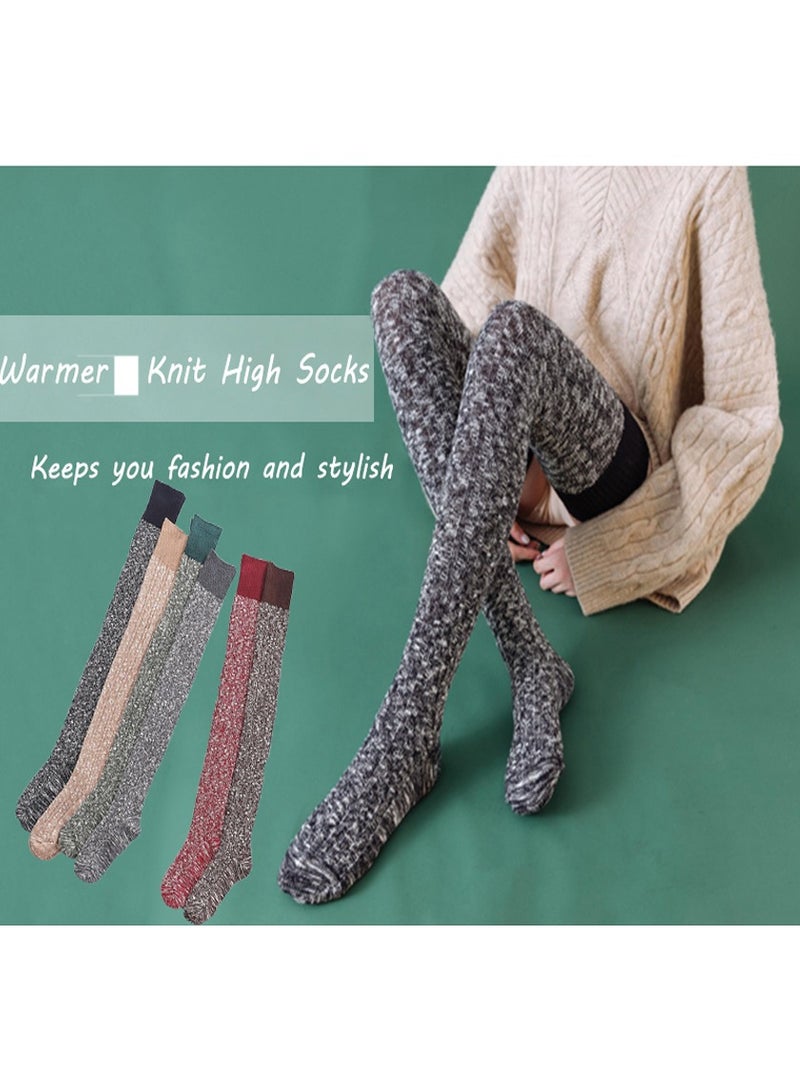 KASTWAVE High Socks for Women, Women's Thigh High Knitted Winter Boot Socks Vintage Extra Long Leg Warmer Over Knee High Stockings, Winter Boot Sock Vintage Warm Extra Long Leg Warmer High Stocking - Image 3