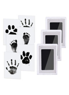 Baby Handprint and Footprint Kit, 3 Ink Pads with Clean-Touch, 6 Imprint Cards, Pet Paw Inkless Print