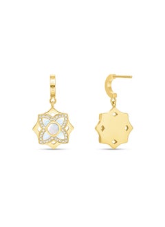 CERRUTI 1881 Ottavia Gold-Plated Drop Earrings, White Mother of Pearl Floral Design, Iconic â€˜Câ€™ Motif, Elegant Jewelry for Women  - Image 3