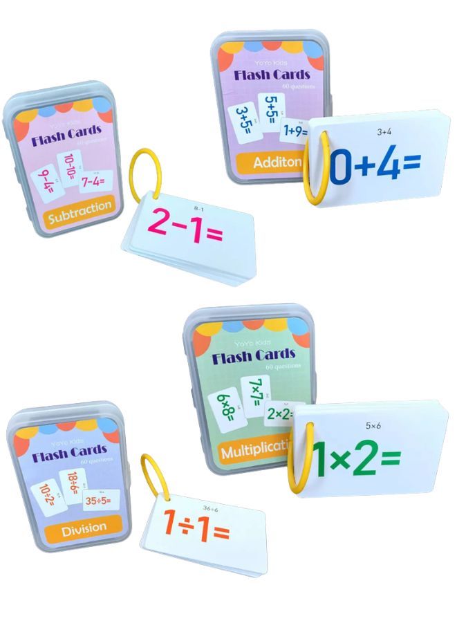 4 Sets Educational Flash Cards Pocket Card Preschool Teaching Cards for kids, Mathematics - Image 1