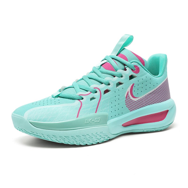 New GT3 Basketball Shoes Mens Low-top Breathable Sports Shoes Student Outdoor Shock Absorption Air Cushion Sneakers Green 