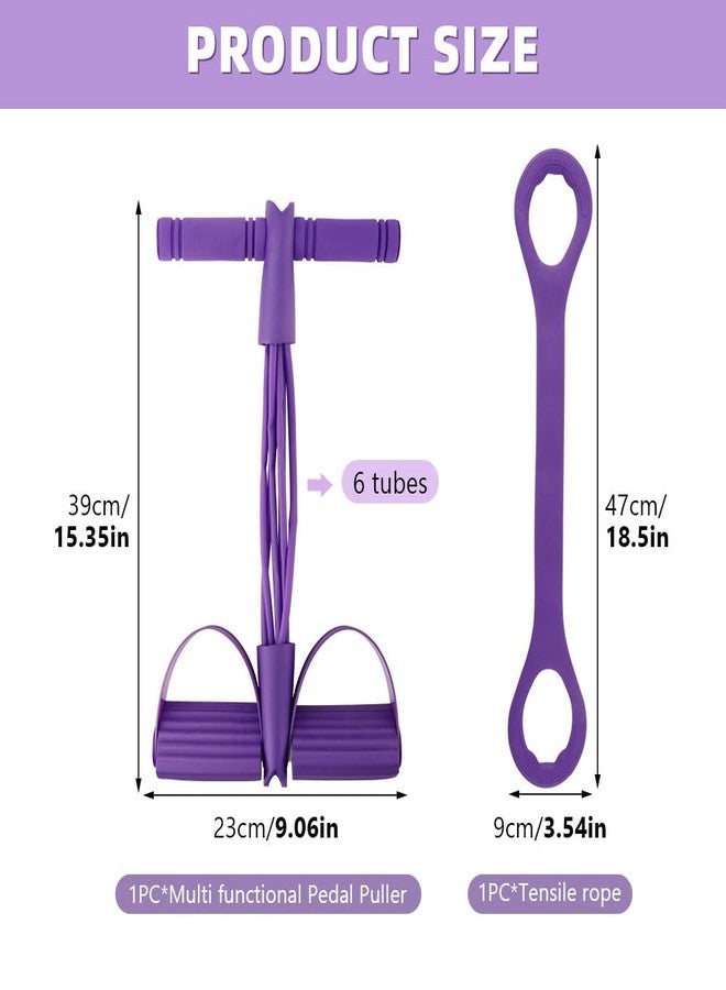 YOSINXU 21 Fitness Resistance Bands-6 Tube Pedal Ankle Puller, Multifunction Tension Rope, Pedal Resistance Band with Handle Sit Up Exercise Equipment Home Gym Tummy Trainer for Men Women (Size:6 Tube) - Image 2