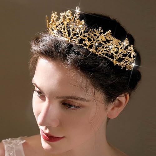Yean Gold Crown Tiara Fairy Queen Crowns Greek Goddess Headpiece for Women (Gold) - Image 2