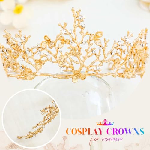 Yean Gold Crown Tiara Fairy Queen Crowns Greek Goddess Headpiece for Women (Gold) - Image 4