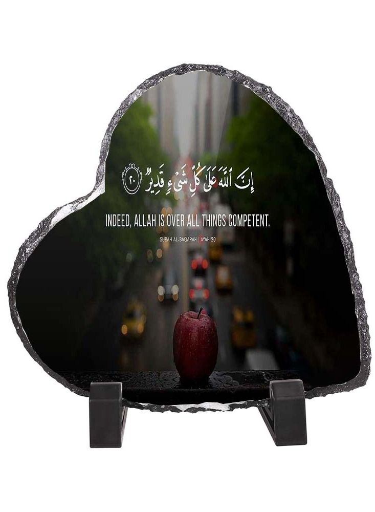 Service Zone Protective Printed White Heart Shape Marble Photo Frame for Table Top Quraan Aayat 