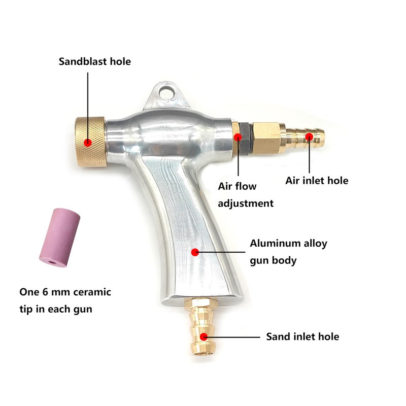 HOLDWIN Sand Blaster Gun, Sandblasting Sandblaster Gun Kit for Sandblast Blast Cabinet with 5Pcs Ceramic Nozzles - Image 2