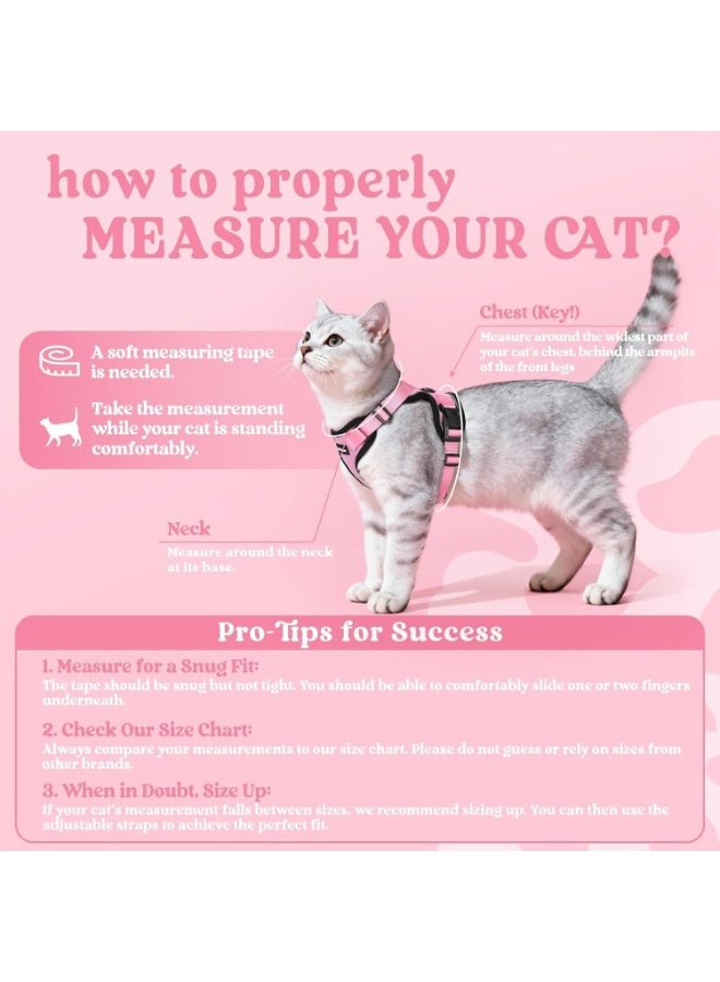 rabbitgoo Cat Harness and Leash for Walking, Escape Proof Soft Adjustable Vest Harnesses for Cats, Easy Control Breathable Reflective Strips Jacket, Pink, XS - Image 2