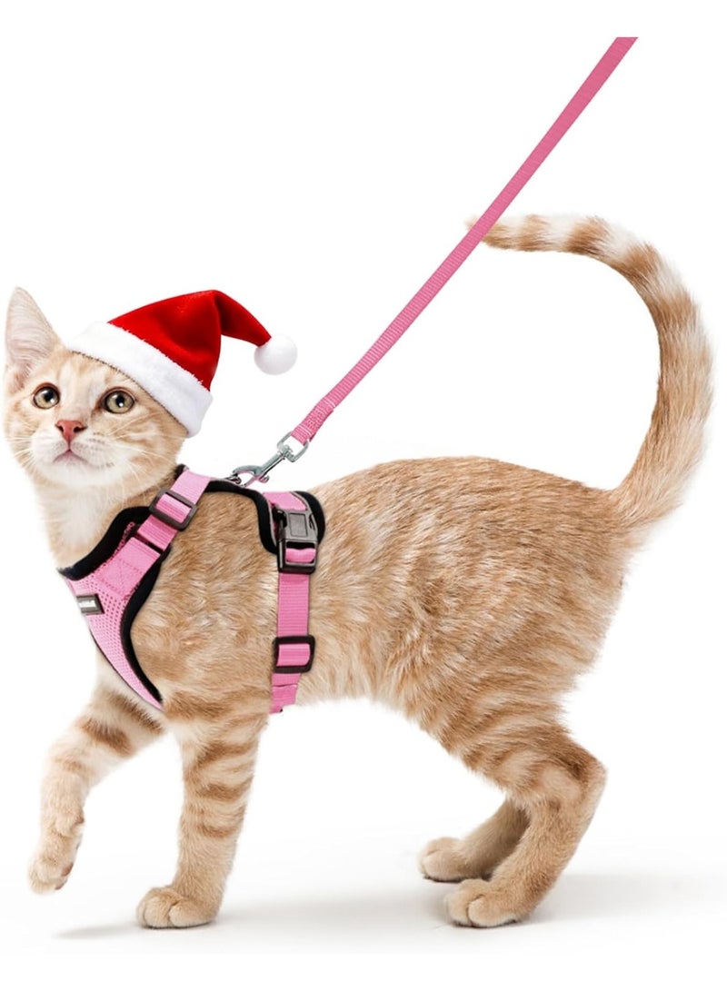 rabbitgoo Cat Harness and Leash for Walking, Escape Proof Soft Adjustable Vest Harnesses for Cats, Easy Control Breathable Reflective Strips Jacket, Pink, XS - Image 1