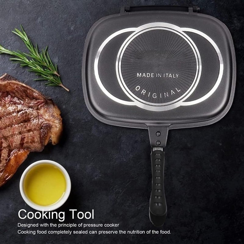 Biki R-Dessini Aluminum Two-Sided Double Grill Non Stick Pressure Pan 36 cm | Made in Italy | ديسيني شواية ألومنيوم وجهين مزدوجة غير لاصقة مقلاة ضغط 36 سم | صنع في ايطاليا - Image 2