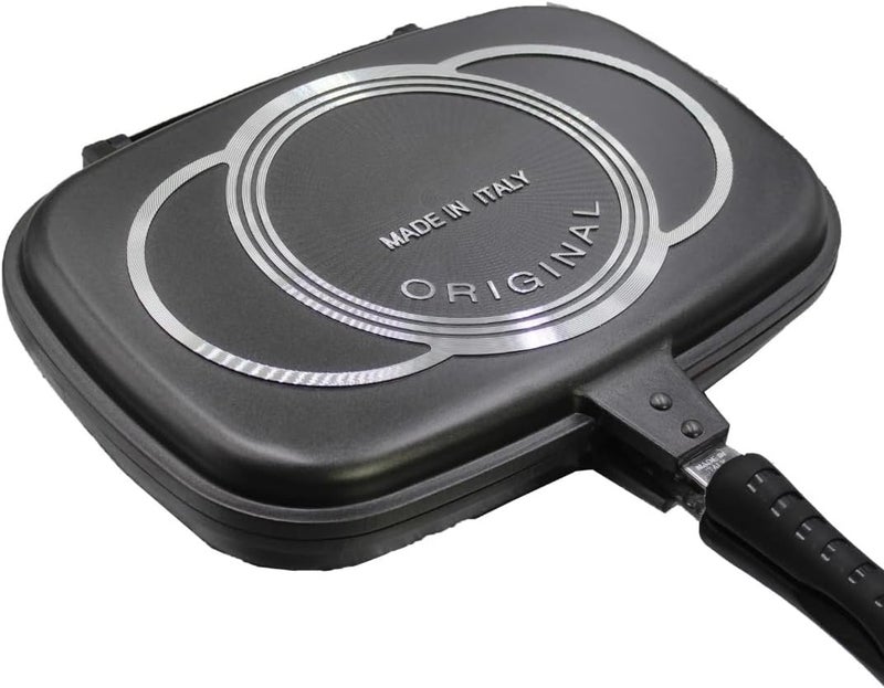 Biki R-Dessini Aluminum Two-Sided Double Grill Non Stick Pressure Pan 36 cm | Made in Italy | ديسيني شواية ألومنيوم وجهين مزدوجة غير لاصقة مقلاة ضغط 36 سم | صنع في ايطاليا - Image 1