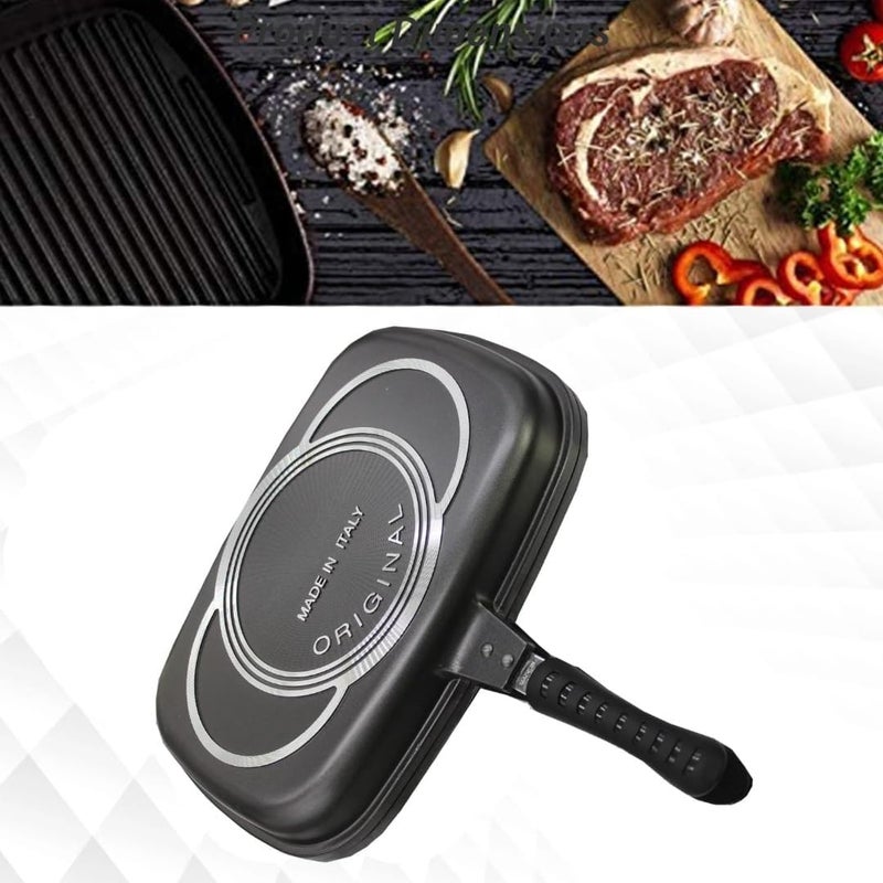 Biki R-Dessini Aluminum Two-Sided Double Grill Non Stick Pressure Pan 36 cm | Made in Italy | ديسيني شواية ألومنيوم وجهين مزدوجة غير لاصقة مقلاة ضغط 36 سم | صنع في ايطاليا - Image 4