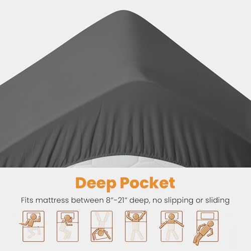 MATBEBY Full Size Mattress Pad - Cooling Breathable Mattress Topper, Quilted Fitted Mattress Protector, Pillow Top Mattress Cover with 8-21" Deep Pocket, Machine Washable, Dark Grey, 54x75 Inches - Image 4