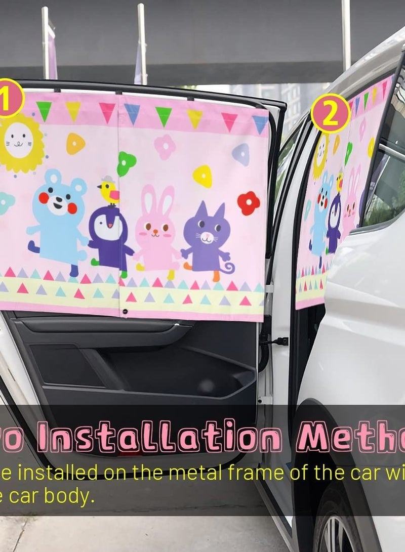 Captaintech Car Window Shade for Baby, Cute Pink-Animals Design, Full Shade and Half Shade Options - Heat/UV Protection Car Window Curtain - Image 5