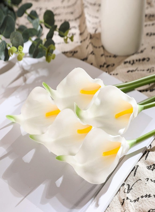 Duovlo 20pcs Calla Lily Bridal Wedding Bouquet Lataex Real Touch Artificial Flower Home Party Decor (White) - Image 5