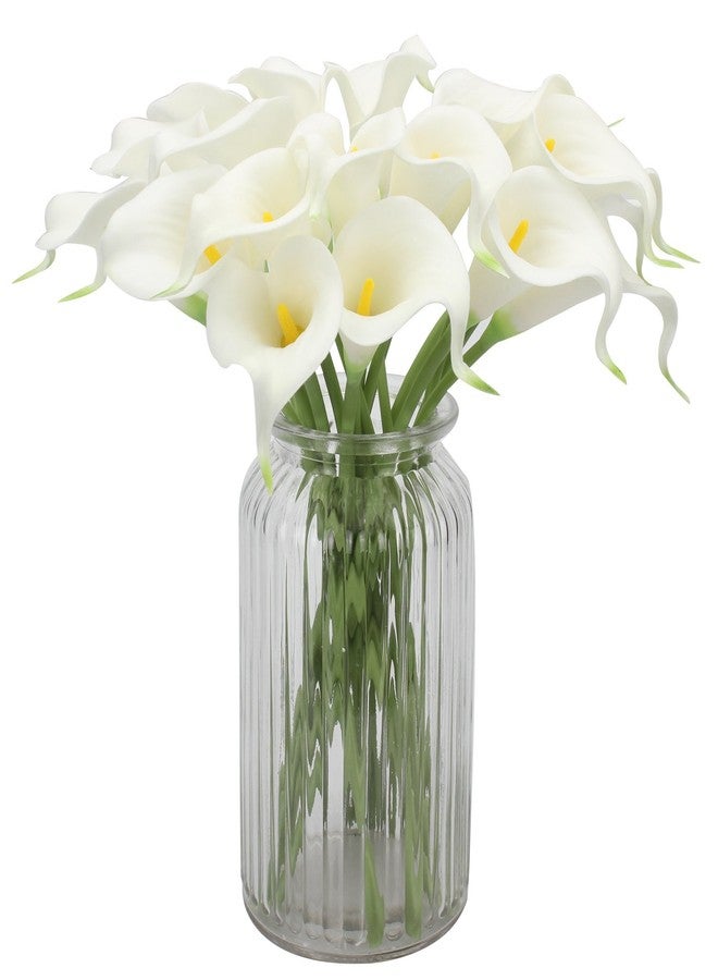 Duovlo 20pcs Calla Lily Bridal Wedding Bouquet Lataex Real Touch Artificial Flower Home Party Decor (White) - Image 3