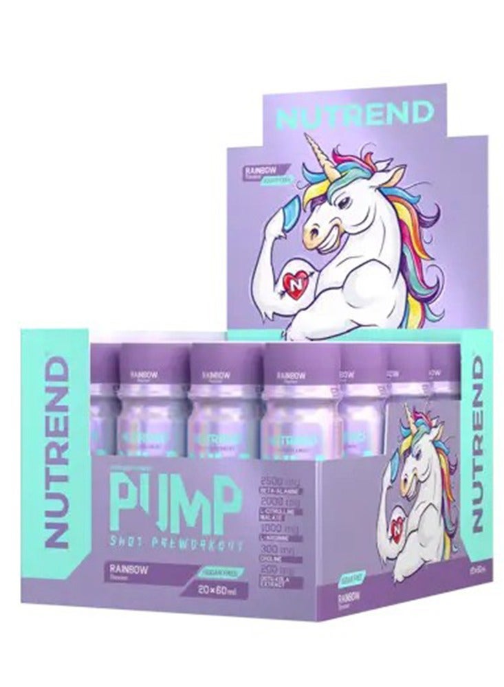NUTREND PUMP SHOT PRE-WORKOUT RAINBOW FLAVOUR 60ML PACK OF 20 - Image 1