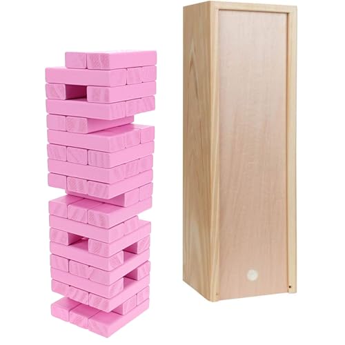 WE Games Wooden Block Stacking Party Game for Adults Tumble Tower Wedding Guest Book Alternative Tabletop Games Includes Storage Case 12 inches - Image 1
