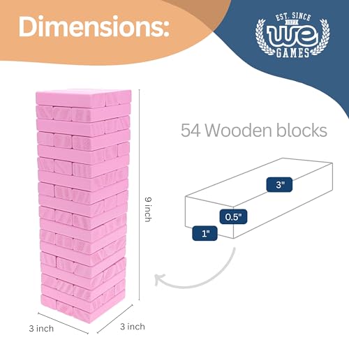 WE Games Wooden Block Stacking Party Game for Adults Tumble Tower Wedding Guest Book Alternative Tabletop Games Includes Storage Case 12 inches - Image 5