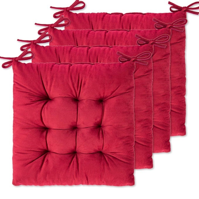 4 PACK SEAT CUSHIONCHAIR CUSHION PADS FOR DINING CHAIRS OFFICE CHAIR FLOOR MACHINE WASH DRYER FRIENDLY FLANNEL 1616 REDRUBY