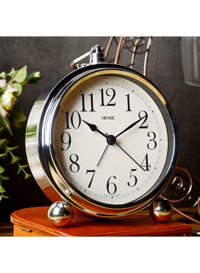 Hense Creative Alarm Clock Fashion Bedroom Clock Children Student Alarm Clock Personality Quartz Clock Ha75 Electroplated Arabic - Image 2