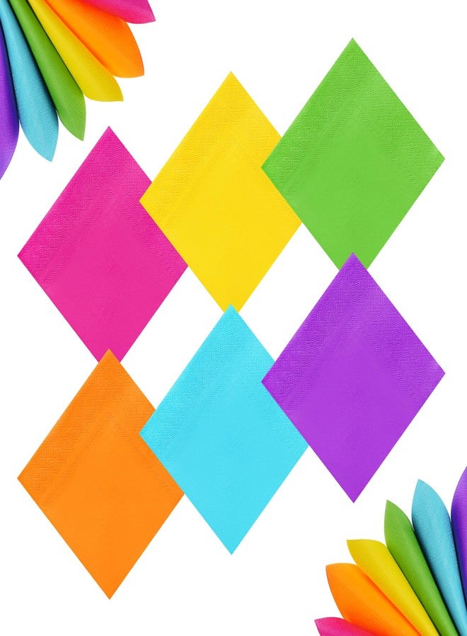 Heliltd 120Pcs Cocktail Napkins Rainbow Colorful Tissue Napkin Beverage Luncheon Paper Napkins Party Decoration, 6 Colors (Purple, Yellow, Light Blue, Rose Red, Green, Orange) - Image 1