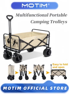 Motim Utility Wagon Camping Transport Wagon Large Capacity Trolleys Portable Picnic Trolleys Adjustable Handles for Garden Sand Grocery Shopping Camping Fishing Off  - Image 1