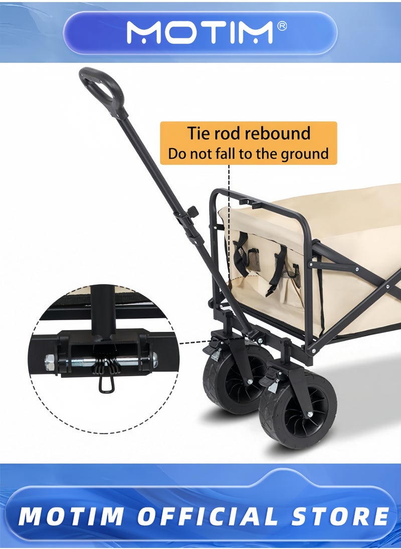 Motim Utility Wagon Camping Transport Wagon Large Capacity Trolleys Portable Picnic Trolleys Adjustable Handles for Garden Sand Grocery Shopping Camping Fishing Off  - Image 2