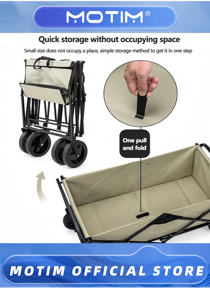 Motim Utility Wagon Camping Transport Wagon Large Capacity Trolleys Portable Picnic Trolleys Adjustable Handles for Garden Sand Grocery Shopping Camping Fishing Off  - Image 5