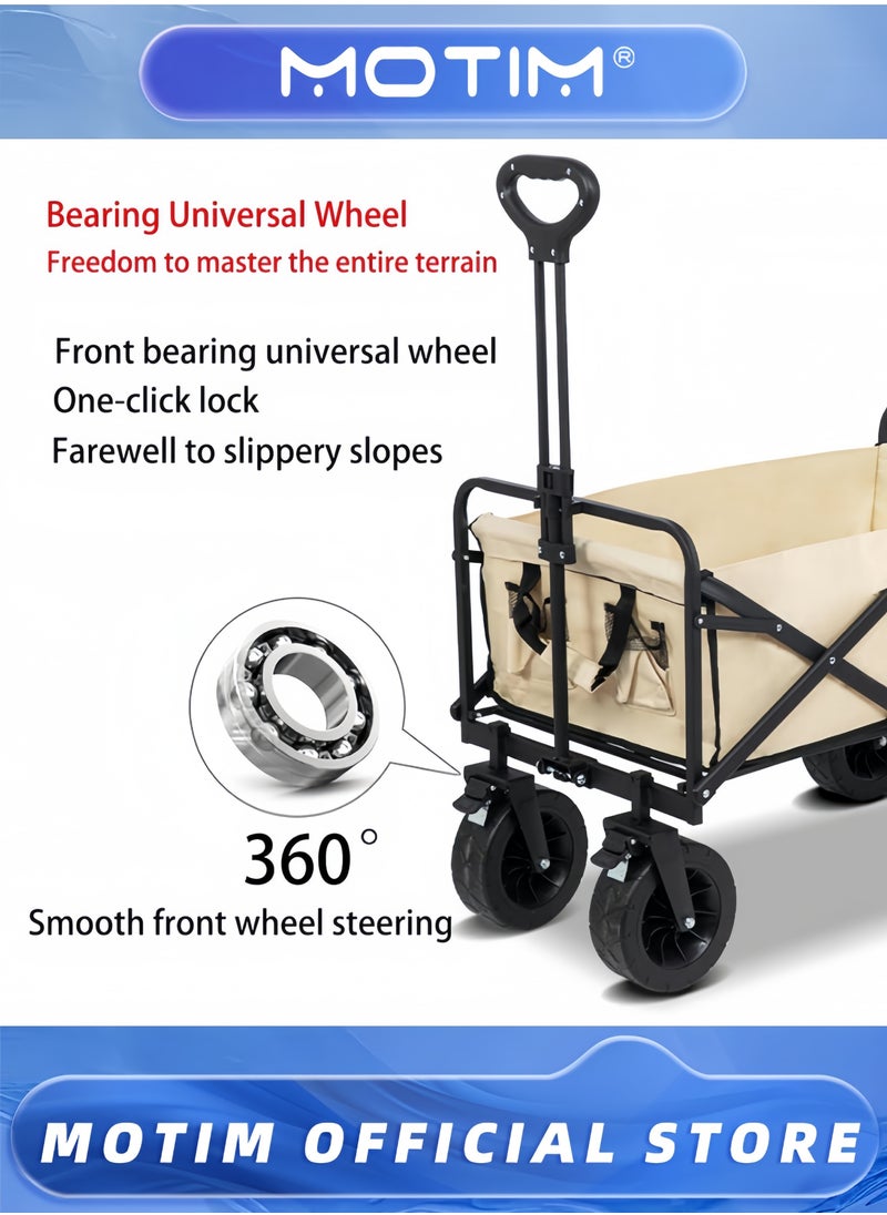 Motim Utility Wagon Camping Transport Wagon Large Capacity Trolleys Portable Picnic Trolleys Adjustable Handles for Garden Sand Grocery Shopping Camping Fishing Off  - Image 3