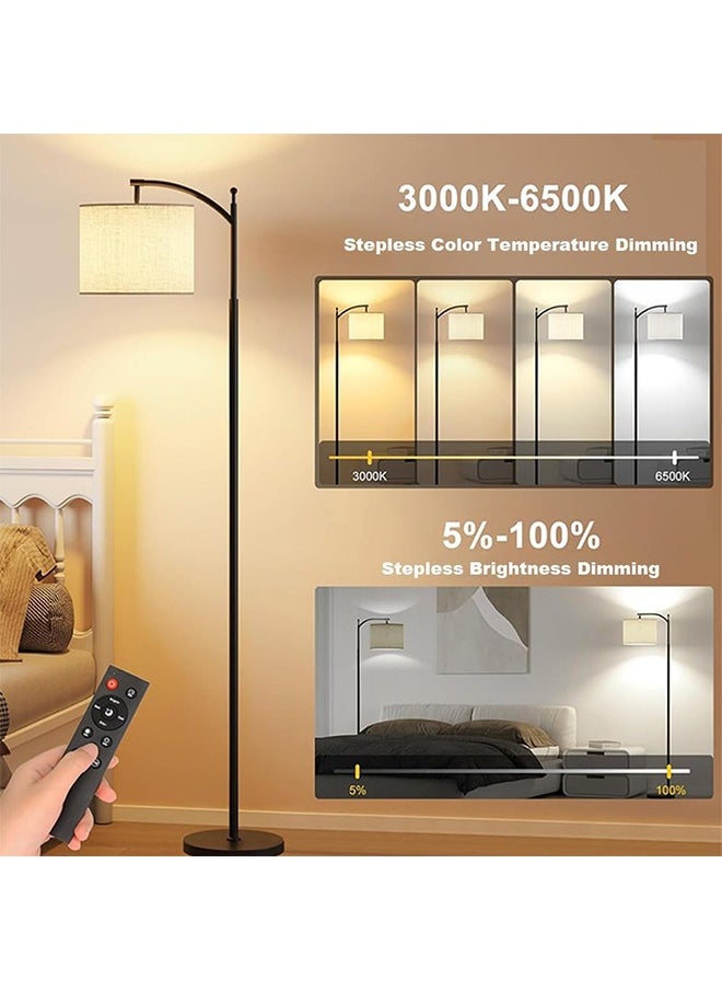 0TO1 TECH Floor Lamp, Modern Standing RGB Lamp,Long Floor Lamp with Linen Lampshade,Adjustable Tall Standing Reading Lamp Black 170 cm  - Image 2