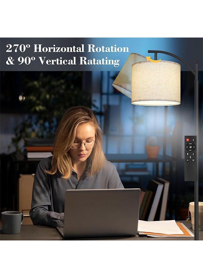 0TO1 TECH Floor Lamp, Modern Standing RGB Lamp,Long Floor Lamp with Linen Lampshade,Adjustable Tall Standing Reading Lamp Black 170 cm  - Image 4