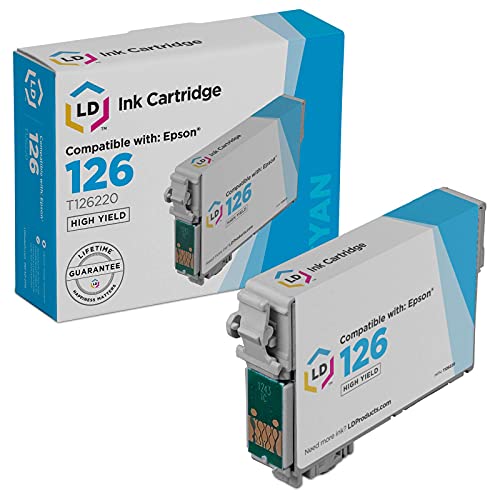 LD Products Remanufactured Replacement for Epson 126 Ink Cartridges T126220 T126 High Yield (Cyan, Single-Pack) for use in Workforce 435 520 635 645 WF-3520 WF-3530 WF-3540 WF-7010 WF-7510 - Image 1