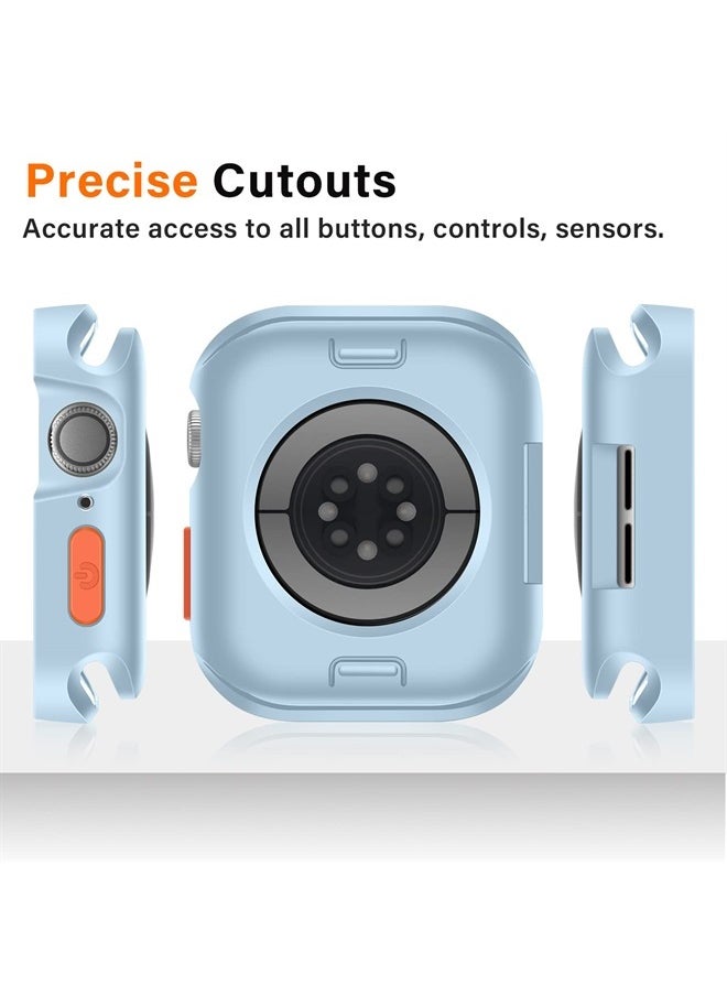 Amizee - Rugged Case Compatible with Apple Watch Case Series 8/7 45mm Series 6/SE/5/4 44mm, Soft TPU Shockproof Bumper Drop Proof Protective Cover Compatible with iWatch - Light Blue - Image 1