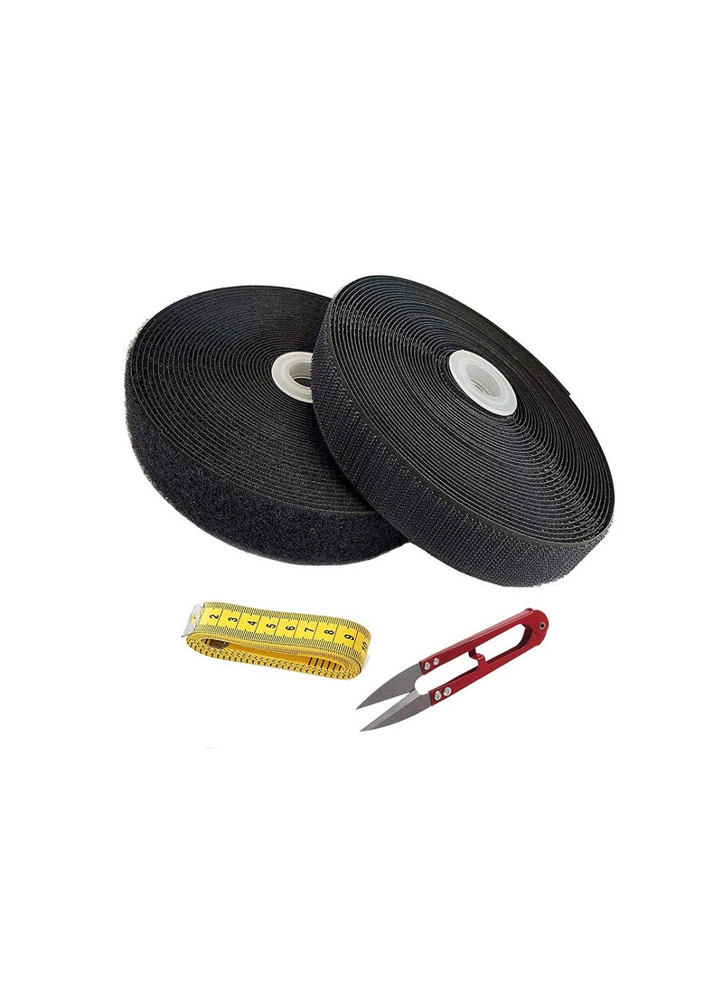 RED WIND - RED WIND 20 mm Regular_Non Adhesive Hook and Loop Tapes_10 Meters Or 33 Feet Each_Black Color_with Industrial Cutter and Measuring Tape RVBM128 - Image 1