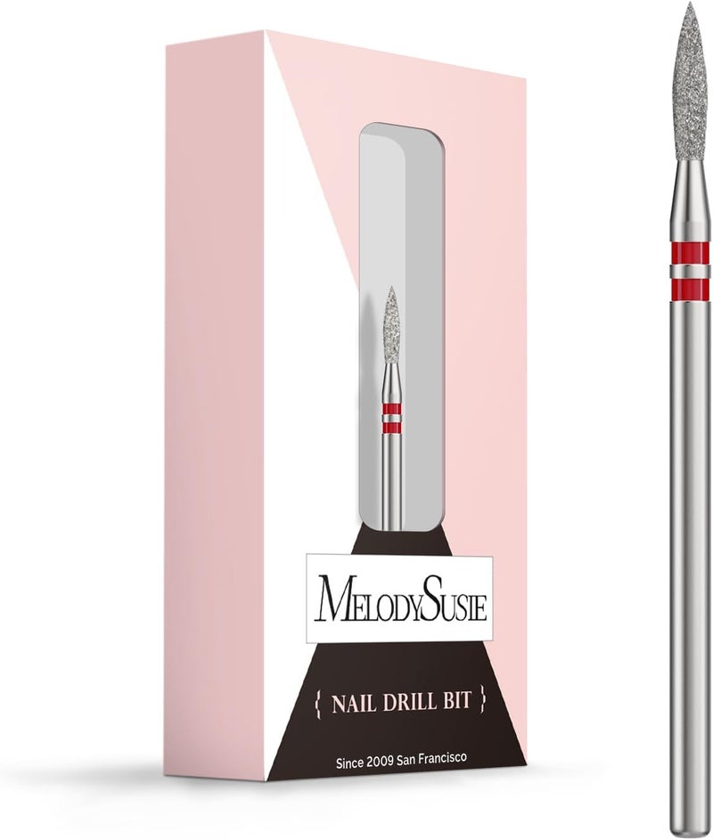 All choice modern design MelodySusie 2mm Flame Shape Cuticle Clean Nail Drill Bit 3/32'', Professional Safety Carbide Diamond Under Nail Cleaner for Cuticle Dead Skin Nail Prepare, Beginners Bits, Series Bit-S, Fine Dust tight seal - Image 1