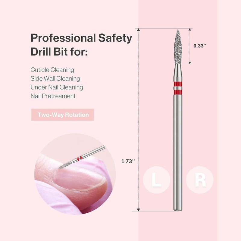 All choice modern design MelodySusie 2mm Flame Shape Cuticle Clean Nail Drill Bit 3/32'', Professional Safety Carbide Diamond Under Nail Cleaner for Cuticle Dead Skin Nail Prepare, Beginners Bits, Series Bit-S, Fine Dust tight seal - Image 5