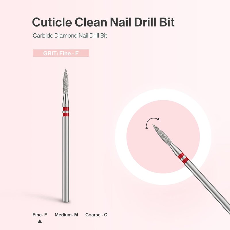 All choice modern design MelodySusie 2mm Flame Shape Cuticle Clean Nail Drill Bit 3/32'', Professional Safety Carbide Diamond Under Nail Cleaner for Cuticle Dead Skin Nail Prepare, Beginners Bits, Series Bit-S, Fine Dust tight seal - Image 4