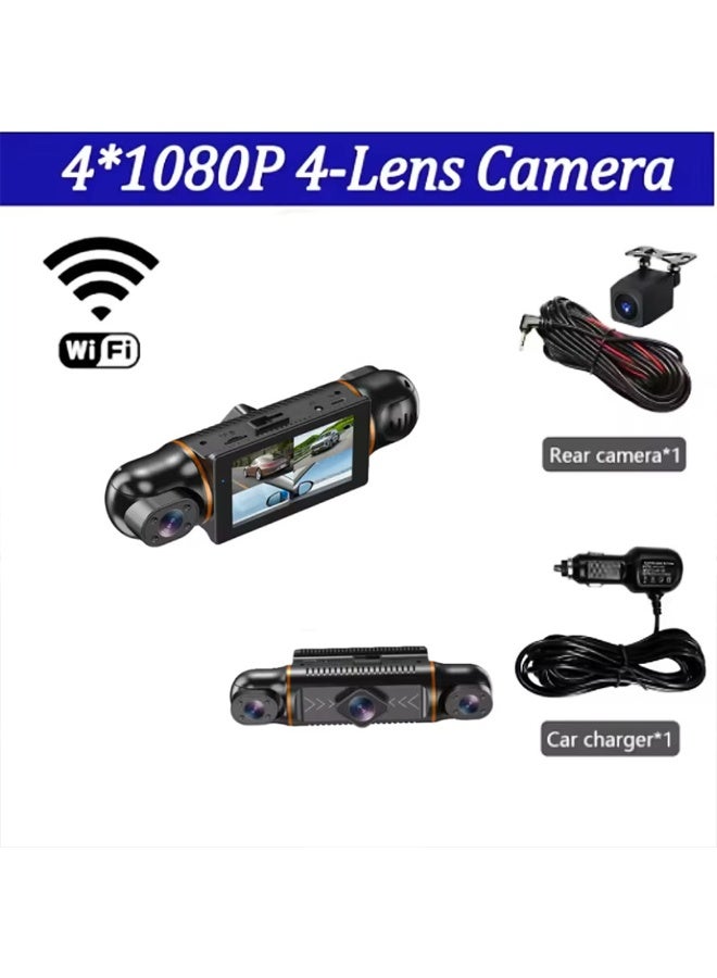 توبيز كاميرا سيارة توبي 3 بوصة 4 قنوات 1080 بكسل للوحة القيادة للسيارات واي فاي GPS مسجل فيديو 360 درجة كاميرا الرؤية الخلفية DVR سيارة 24H مجموعة أدوات ملحقات السيارة - Image 1