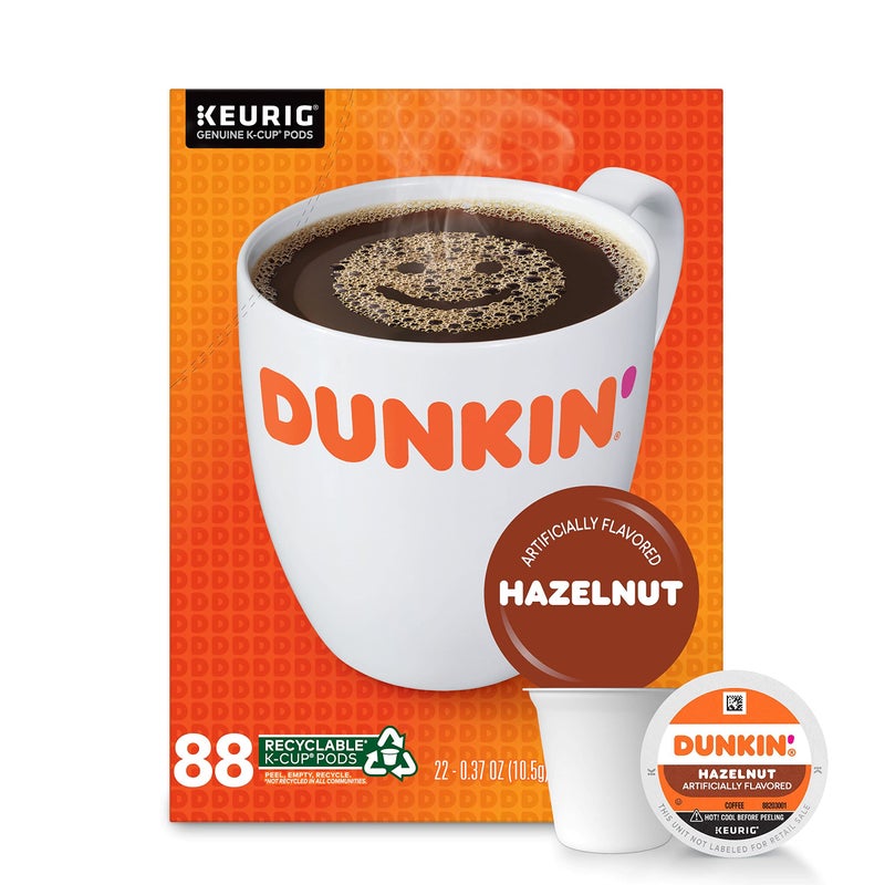 Dunkin' Hazelnut Flavored Coffee, 88 Keurig K-Cup Pods - Image 1