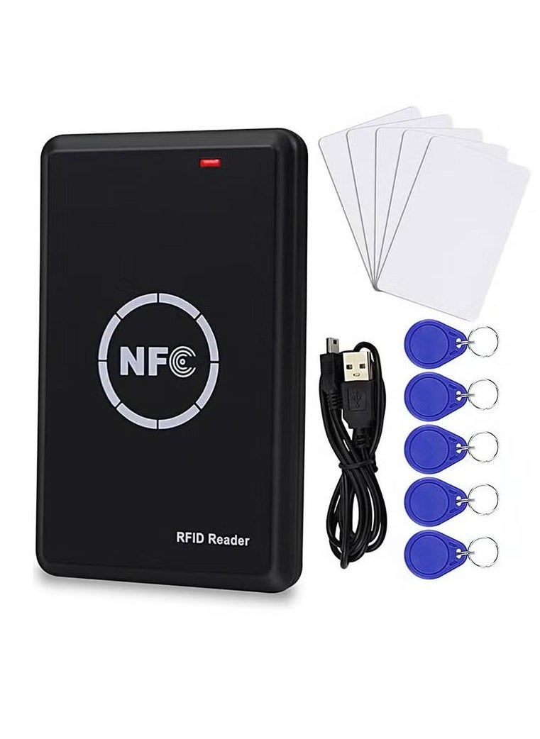 Smart Access Control Card Copier with 5 Writable Key Fobs Cards, RFID Reader Writer, 125KHz Card Duplicator, 13.56MHz Encrypted Card Decoder, NFC Tag Replicator, Contactless Smart ID Card