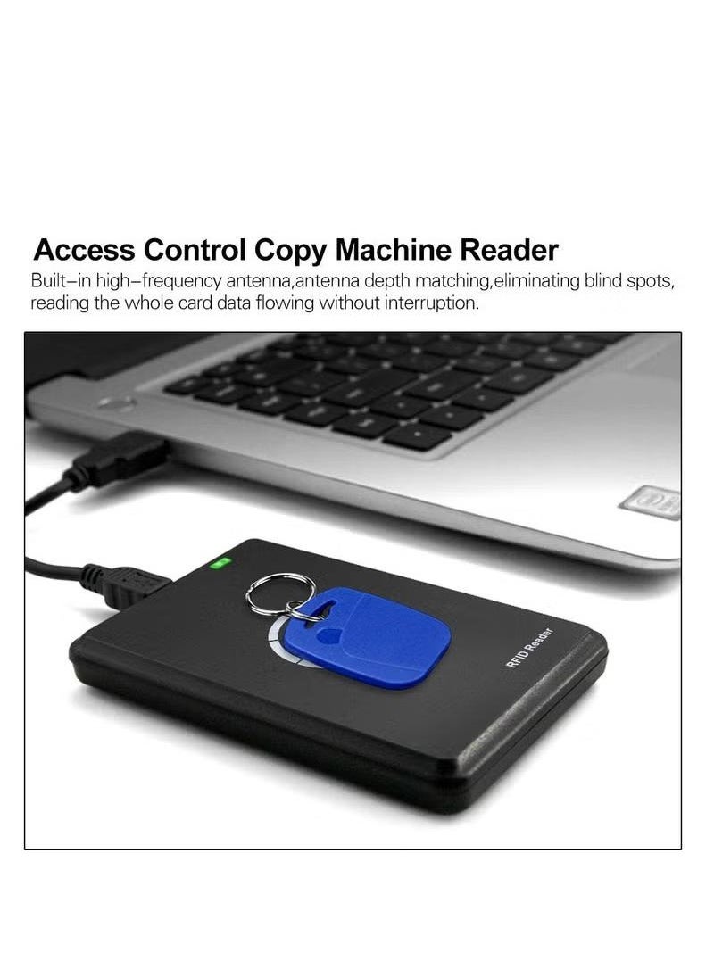 Smart Access Control Card Copier with 5 Writable Key Fobs Cards, RFID Reader Writer, 125KHz Card Duplicator, 13.56MHz Encrypted Card Decoder, NFC Tag Replicator, Contactless Smart ID Card