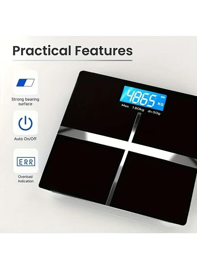 ميزان حمام رقمي أسود بسعة كبيرة بشاشة LCD مضاءة خلفيًا 390 رطلاً لمراقبة الصحة - Image 2