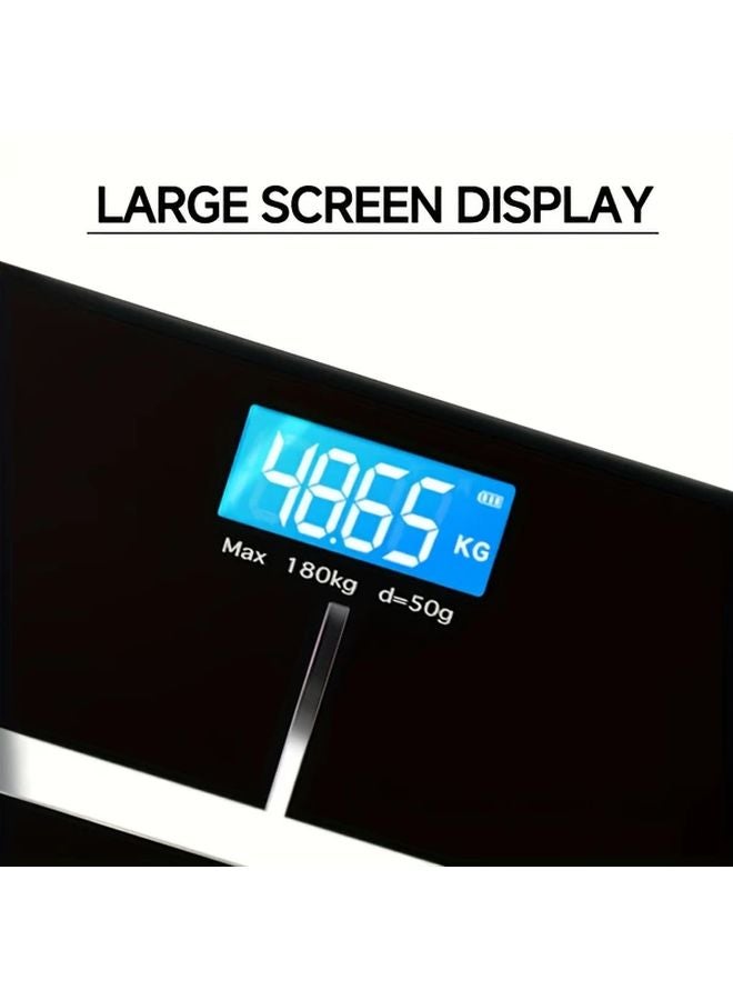 ميزان حمام رقمي أسود بسعة كبيرة بشاشة LCD مضاءة خلفيًا 390 رطلاً لمراقبة الصحة - Image 5