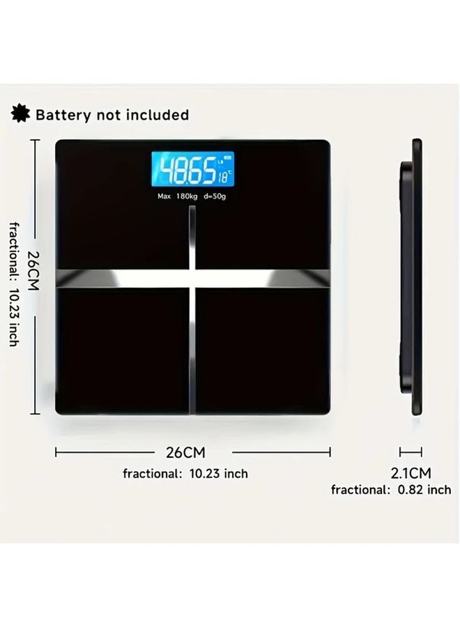 ميزان حمام رقمي أسود بسعة كبيرة بشاشة LCD مضاءة خلفيًا 390 رطلاً لمراقبة الصحة - Image 3