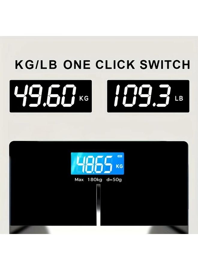 ميزان حمام رقمي أسود بسعة كبيرة بشاشة LCD مضاءة خلفيًا 390 رطلاً لمراقبة الصحة - Image 4