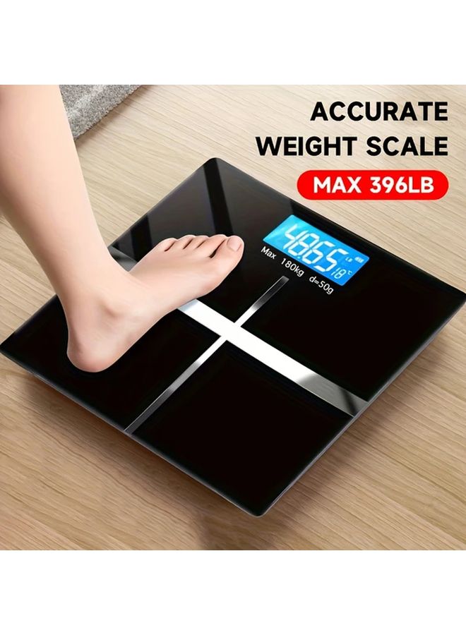 ميزان حمام رقمي أسود بسعة كبيرة بشاشة LCD مضاءة خلفيًا 390 رطلاً لمراقبة الصحة - Image 1
