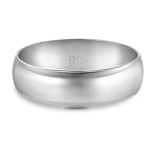 BORUO Silver Ring – 925 Pure Sterling Silver Ring - Sterling Silver Rings for Women – Elegant Silver Band Rings For Women and Men - Gifts for Special Occasions 6mm Ring Size 12 - Image 2