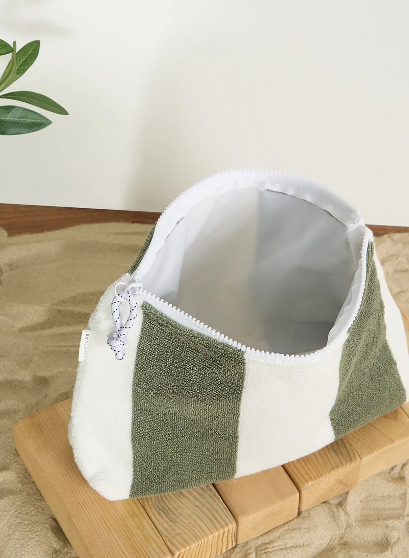 ساني لايف Terry Beach Pouch The Vacay Olive Stripe